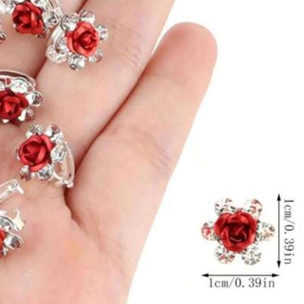 Elegant Red Floral Hair Clips